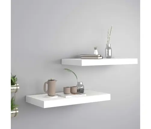 Pakabinamos Sieninės Lentynos, 2Vnt., Baltos, 50X23X3,8cm Mdf