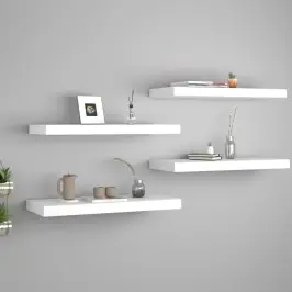 Pakabinamos Lentynos, 4Vnt., Baltos, 60X23,5X3,8cm Mdf
