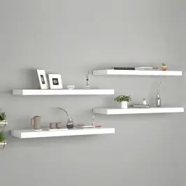 Pakabinamos Lentynos, 4Vnt., Baltos, 80X23,5X3,8cm Mdf