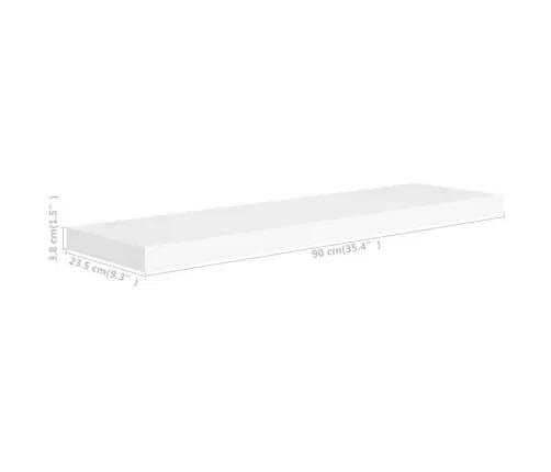 Sienas Plaukts, Balts, 90X23,5X3,8 Cm, Mdf Vidaxl