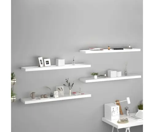 Seinariiulid, 4 Tk, Valge, 120X23,5X3,8 Cm Mdf