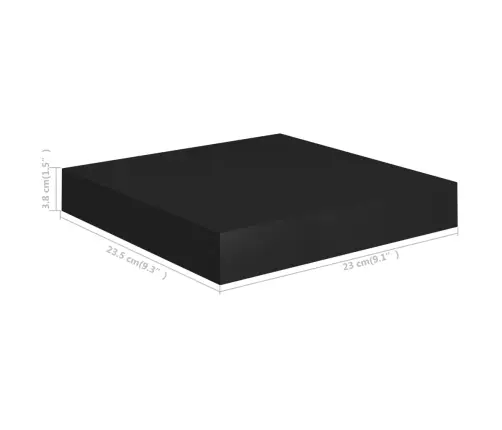 Sienas Plaukti, 2 Gab., Melni, 23X23,5X3,8 Cm, Mdf Vidaxl