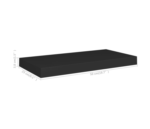 Sienas Plaukti, 2 Gab., Melni, 50X23X3,8 Cm, Mdf Vidaxl