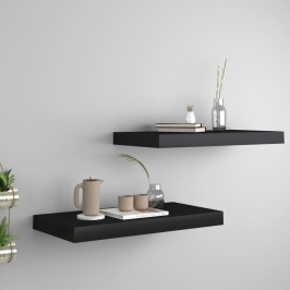 Sienas Plaukti, 2 Gab., Melni, 50X23X3,8 Cm, Mdf Vidaxl