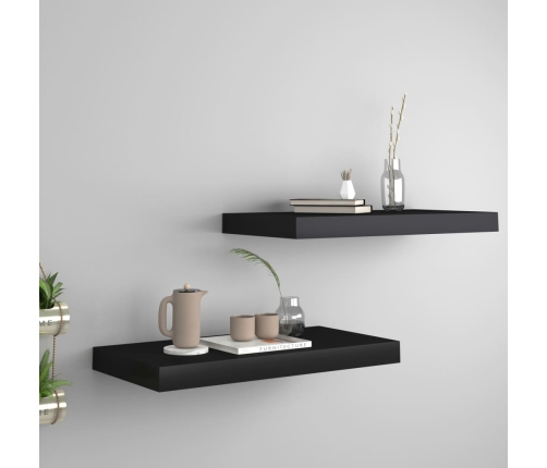 Sienas Plaukti, 2 Gab., Melni, 50X23X3,8 Cm, Mdf Vidaxl