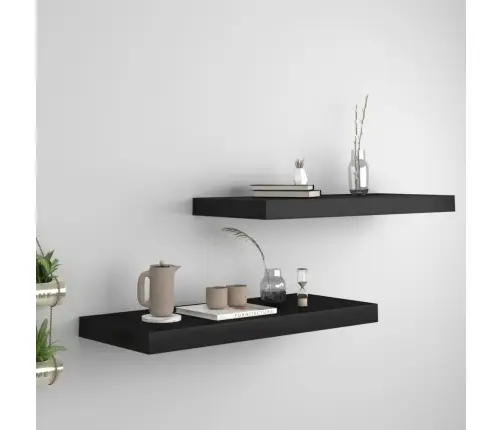 Seinariiulid, 2 Tk, Must, 60 X 23,5 X 3,8 Cm Mdf