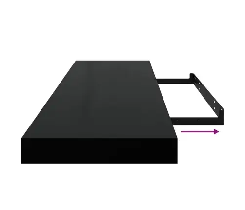 Pakabinamos Lentynos, 2Vnt., Juodos, 90X23,5X3,8cm Mdf