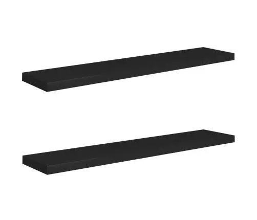 Pakabinamos Lentynos, 2Vnt., Juodos, 120X23,5X3,8cm Mdf