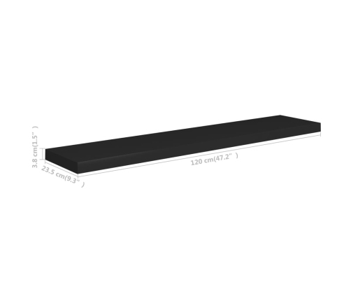 Sienas Plaukti, 4 Gab., Melni, 120X23,5X3,8 Cm, Mdf Vidaxl