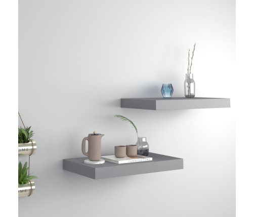 Pakabinamos Sieninės Lentynos, 2Vnt., Pilkos, 40X23X3,8cm Mdf