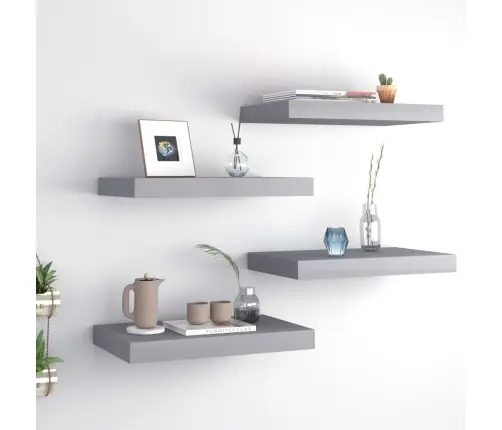 Seinariiulid, 4 Tk, Hall, 40 X 23 X 3,8 Cm Mdf