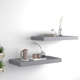 Sienas Plaukti, 2 Gab., Pelēki, 50X23X3,8 Cm, Mdf Vidaxl