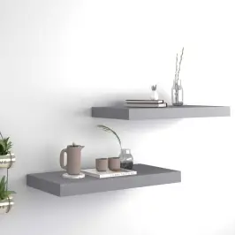 Sienas Plaukti, 2 Gab., Pelēki, 50X23X3,8 Cm, Mdf Vidaxl