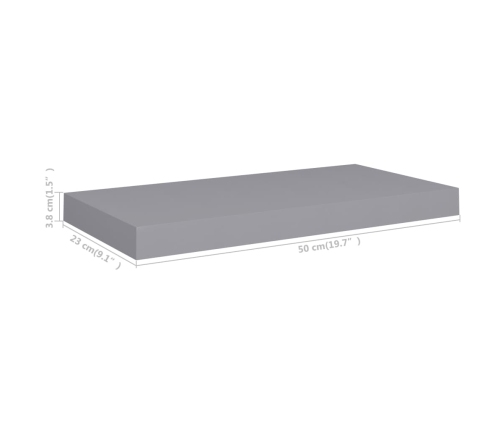 Sienas Plaukti, 4 Gab., Pelēki, 50X23X3,8 Cm, Mdf Vidaxl