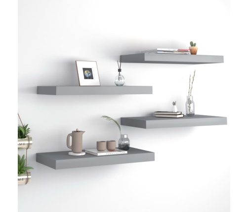 Sienas Plaukti, 4 Gab., Pelēki, 50X23X3,8 Cm, Mdf Vidaxl