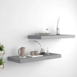 Sienas Plaukti, 2 Gab., Pelēki, 60X23,5X3,8 Cm, Mdf Vidaxl