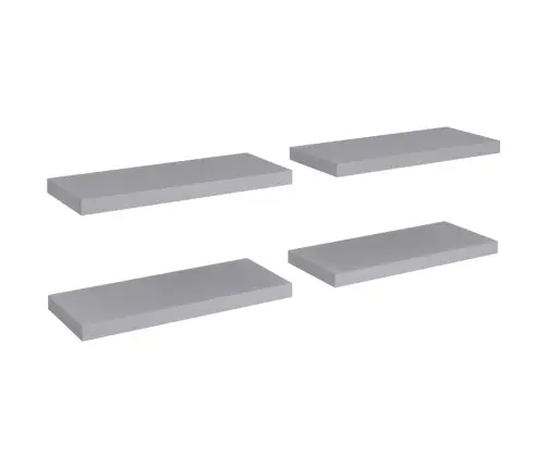Sienas Plaukti, 4 Gab., Pelēki, 60X23,5X3,8 Cm, Mdf Vidaxl