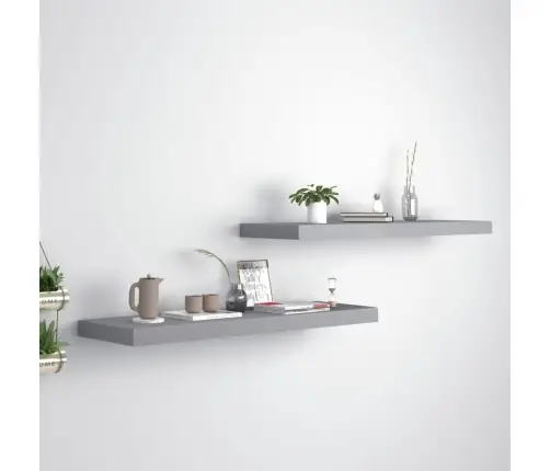 Pakabinamos Lentynos, 2Vnt., Pilkos, 80X23,5X3,8cm Mdf