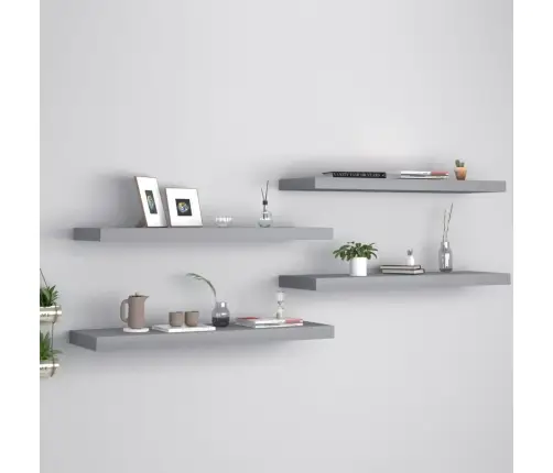 Sienas Plaukti, 4 Gab., Pelēki, 80X23,5X3,8 Cm, Mdf Vidaxl Sienas Plaukti, 4 Gab., Pelēki, 80X23,5X3,8 Cm, Mdf Vidaxl