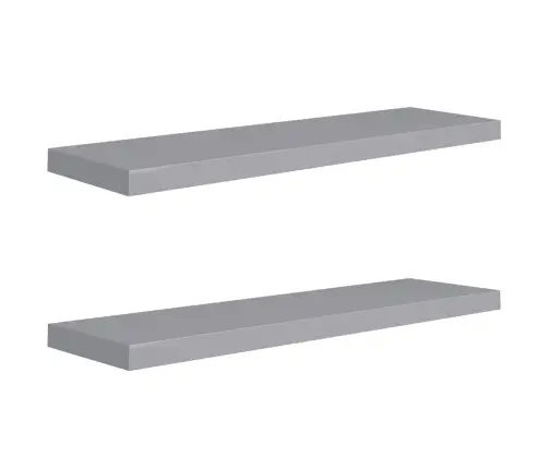 Sienas Plaukti, 2 Gab., Pelēki, 90X23,5X3,8 Cm, Mdf Vidaxl
