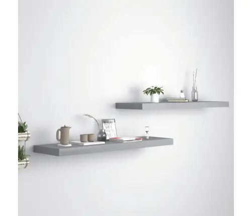 Sienas Plaukti, 2 Gab., Pelēki, 90X23,5X3,8 Cm, Mdf Vidaxl