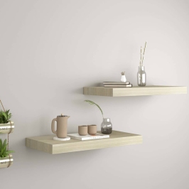 Pakabinamos Sieninės Lentynos, 2Vnt., Ąžuolo, 50X23X3,8cm Mdf