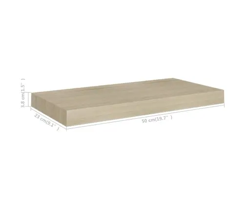 Sienas Plaukti, 4 Gab., Ozolkoka Krāsā, 50X23X3,8 Cm, Mdf Vidaxl