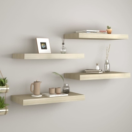 Sienas Plaukti, 4 Gab., Ozolkoka Krāsā, 50X23X3,8 Cm, Mdf Vidaxl