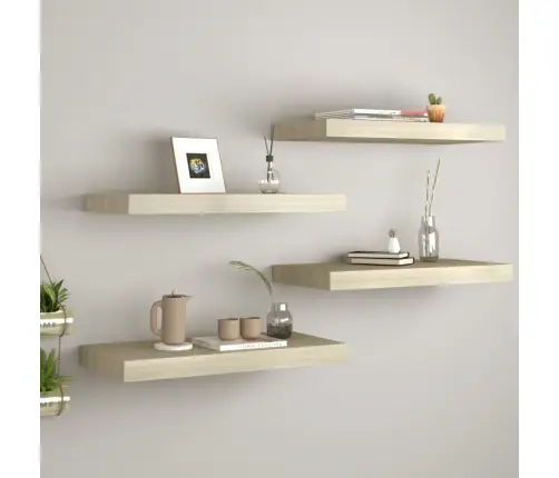 Sienas Plaukti, 4 Gab., Ozolkoka Krāsā, 50X23X3,8 Cm, Mdf Vidaxl