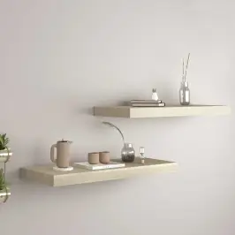 Sienas Plaukti, 2 Gab., Ozolkoka Krāsā, 60X23,5X3,8 Cm, Mdf Vidaxl