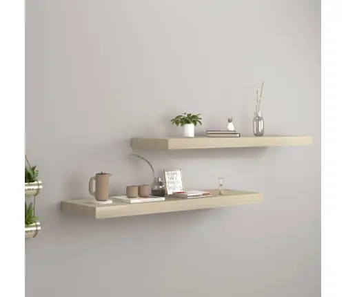 Pakabinamos Lentynos, 2Vnt., Ąžuolo, 80X23,5X3,8cm Mdf