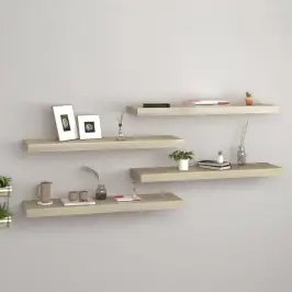 Pakabinamos Lentynos, 4Vnt., Ąžuolo, 80X23,5X3,8cm Mdf