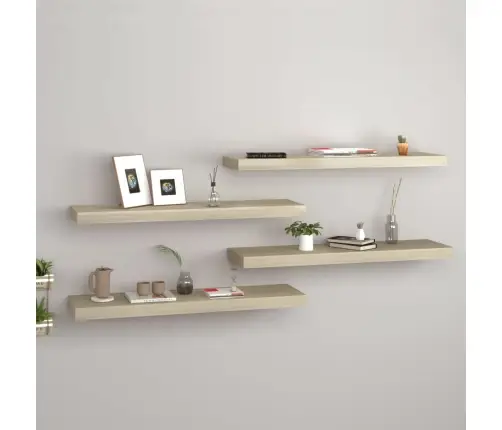 Pakabinamos Lentynos, 4Vnt., Ąžuolo, 80X23,5X3,8cm Mdf