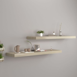 Sienas Plaukti, 2 Gab., Ozolkoka Krāsā, 90X23,5X3,8 Cm, Mdf Vidaxl