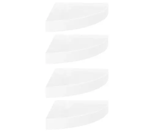 Kampinės Lentynos, 4 Vnt., Blizgios Baltos, 25X25X3,8 cm Mdf