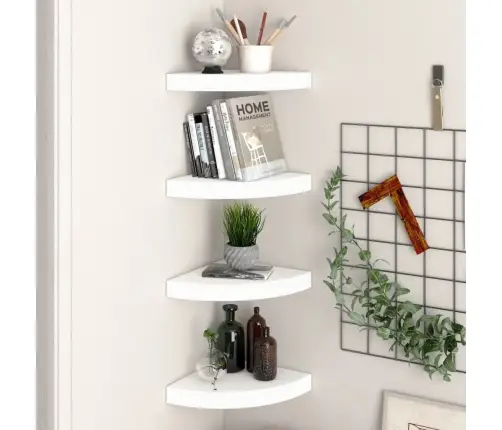 Nurgariiulid, 4 Tk, Valge, 25 X 25 X 3,8 Cm Mdf