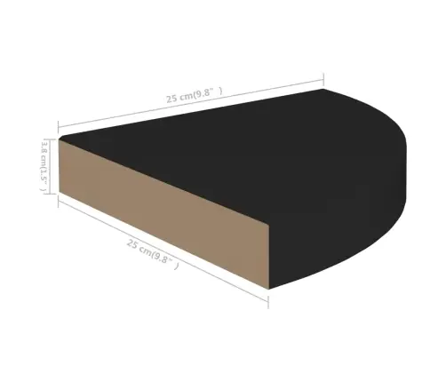 Pakabinamos Kampinės Lentynos, 2Vnt., Juodos, 25X25X3,8cm Mdf