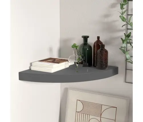 Pakabinama Kampinė Lentyna, Pilka, 35X35X3,8cm Mdf, Blizgi