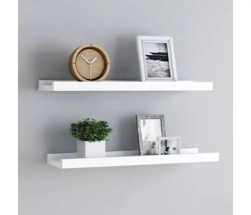 Lentynos Nuotraukų Rėmeliams, 2Vnt., Baltos, 60X9X3cm Mdf