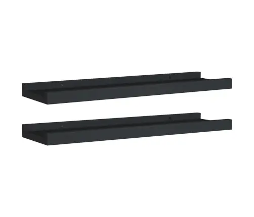 Sienas Plaukti Ar Apmalēm, 2 Gab., Melni, 40X9X3 Cm, Mdf Vidaxl