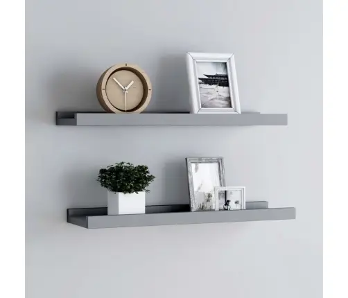 Sienas Plaukti Ar Apmalēm, 2 Gab., Pelēki, 60X9X3 Cm, Mdf Vidaxl Sienas Plaukti Ar Apmalēm, 2 Gab., Pelēki, 60X9X3 Cm, Mdf Vidaxl