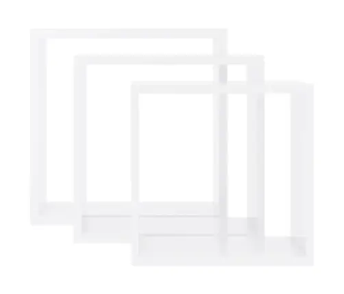 Sieninės Lentynos, 3Vnt., Baltos Spalvos, Mdf, Kubo Formos