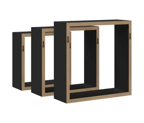 Kuubikukujulised Riiulid, 3 Tk, Must, Mdf