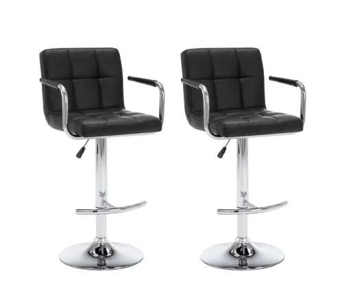 Bāra Krēsli, 2 Gab., Melna Mākslīgā Āda Vidaxl