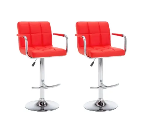 Baro Taburetės, 2Vnt., Raudonos, Dirbtinė Oda