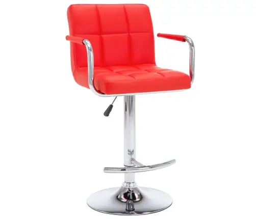 Baro Taburetės, 2Vnt., Raudonos, Dirbtinė Oda
