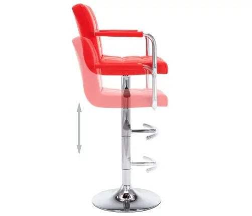 Baro Taburetės, 2Vnt., Raudonos, Dirbtinė Oda