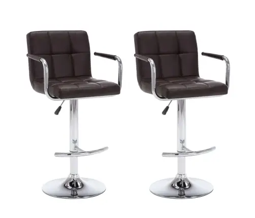 Baro Taburetės, 2 Vnt., Rudos Spalvos, Dirbtinė Oda