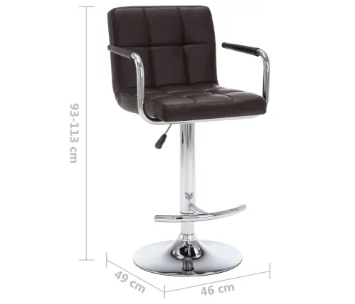 Baro Taburetės, 2 Vnt., Rudos Spalvos, Dirbtinė Oda