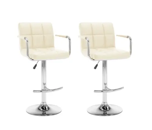 Bāra Krēsli, 2 Gab., Krēmkrāsas Mākslīgā Āda Vidaxl